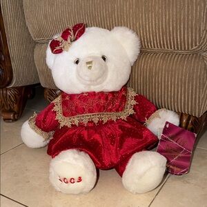 Elegant Red and White Teddy Bear